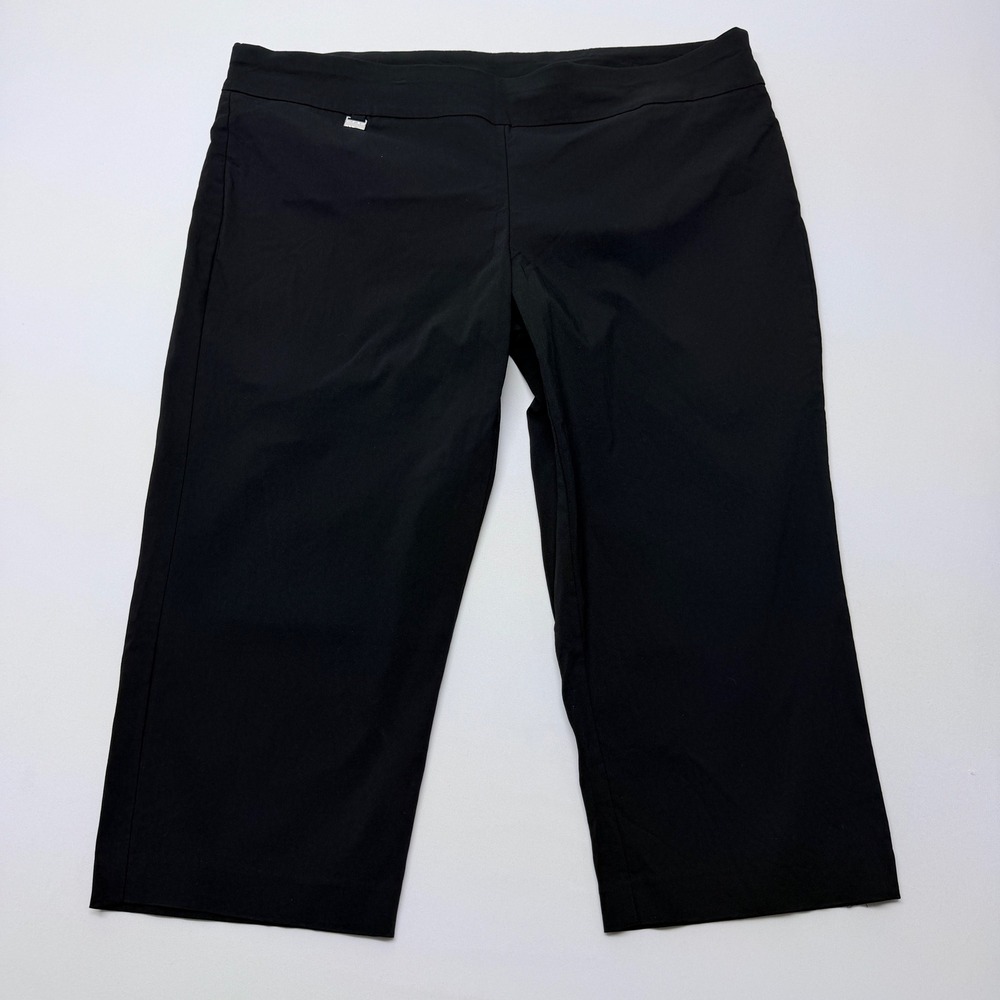 Alfani Womens Plus 22W Black Pull On Capri Pants Cropped Straight Leg Trouser